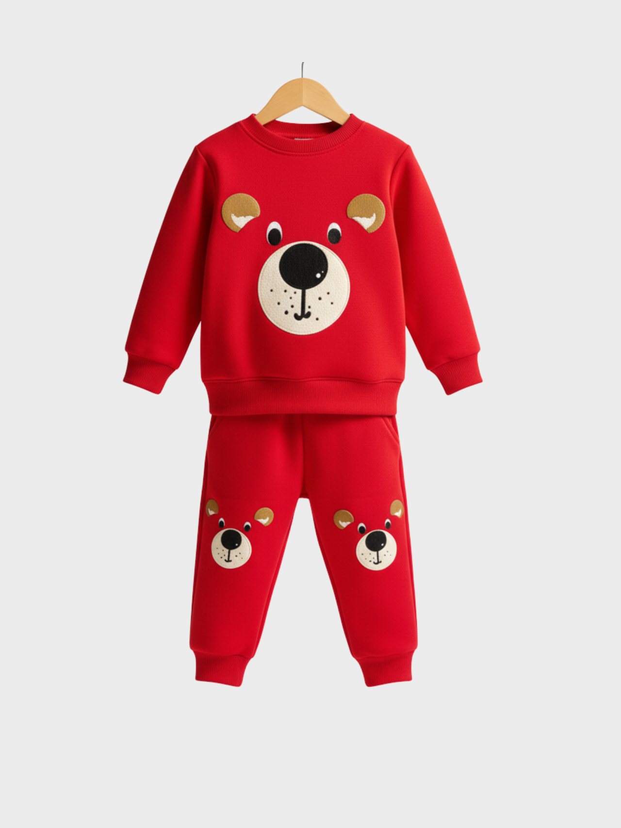 Boys' Red Teddy Bear Sweatshirt & Joggers Set