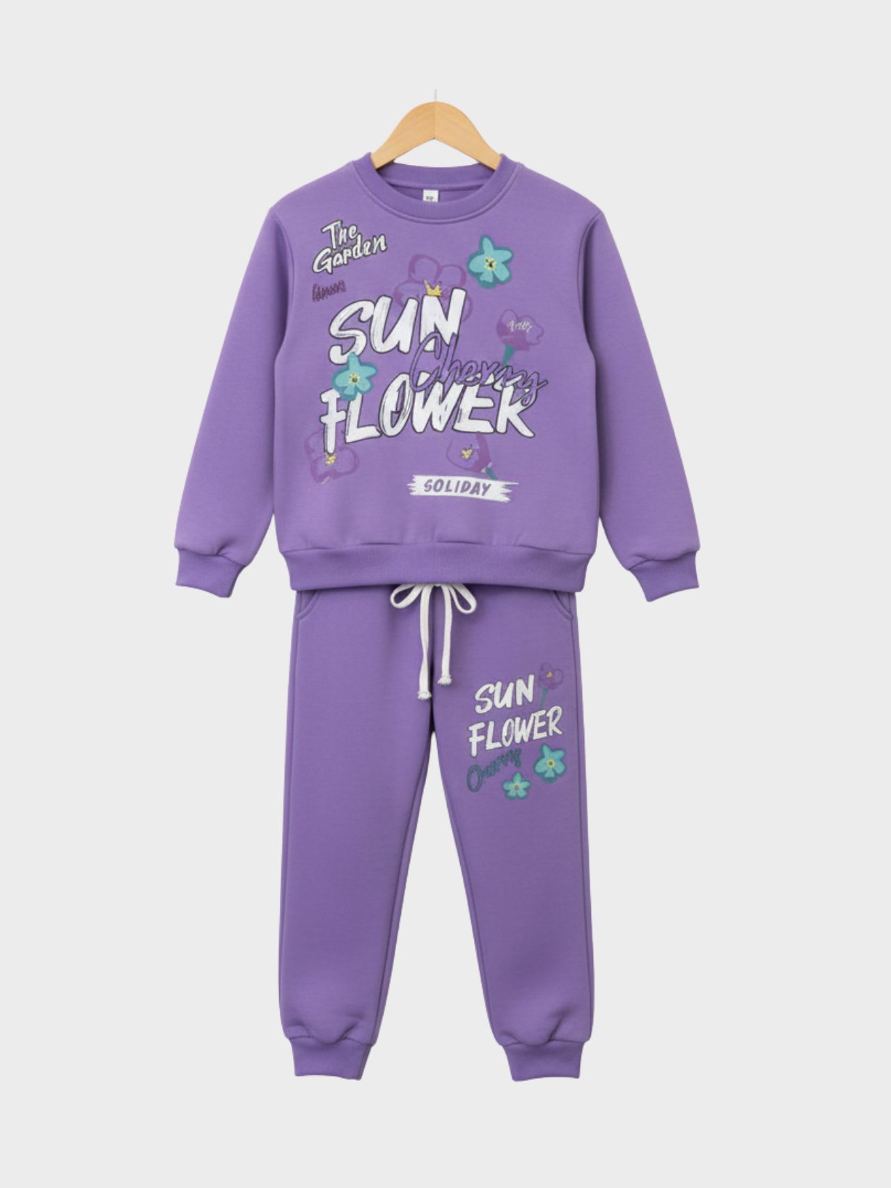 Girls' Purple "Sunflower Holiday" Sweatshirt & Joggers Set