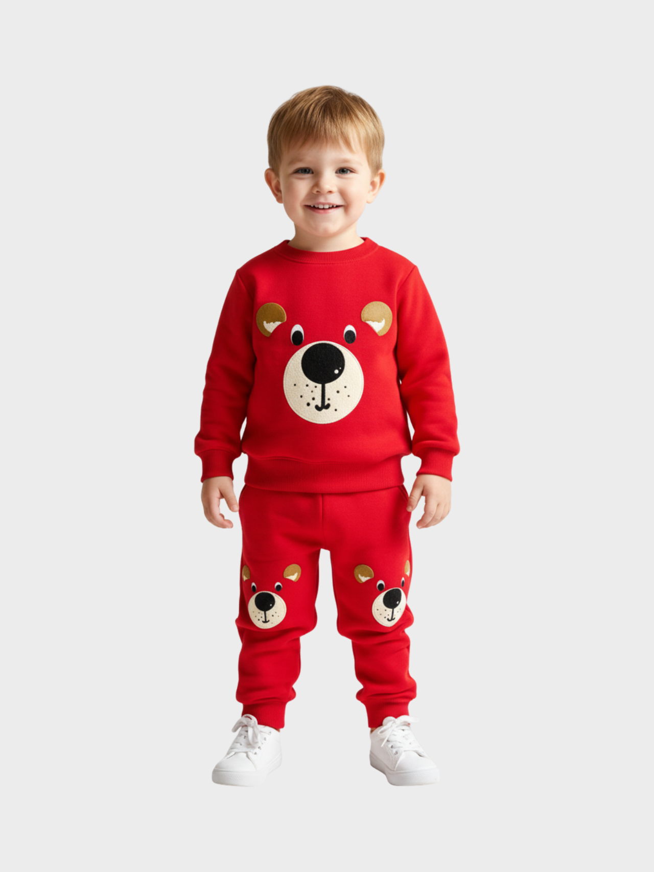 Boys' Red Teddy Bear Sweatshirt & Joggers Set