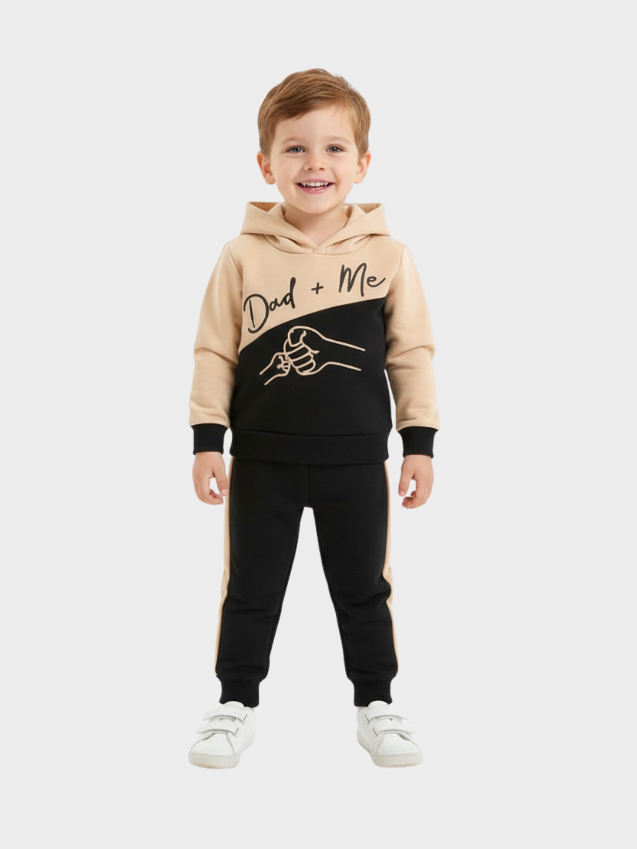 Baby Boy "Dad + Me" Set - Color-Block Fist Bump Hoodie & Joggers Outfit