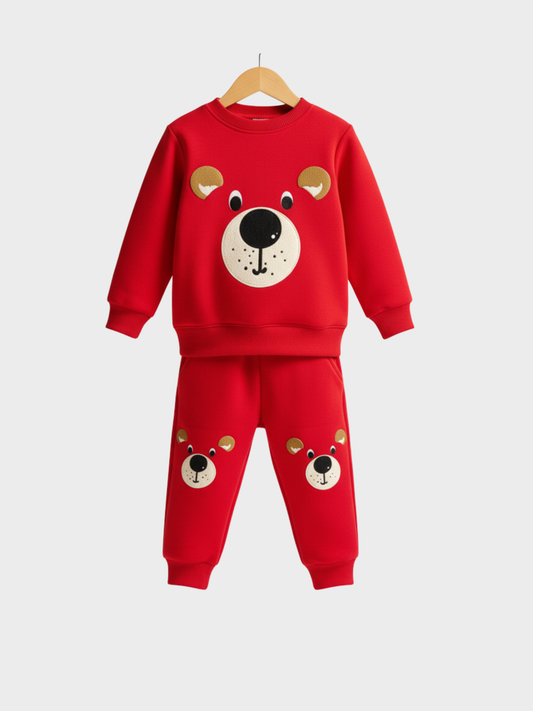 Boys' Red Teddy Bear Sweatshirt & Joggers Set