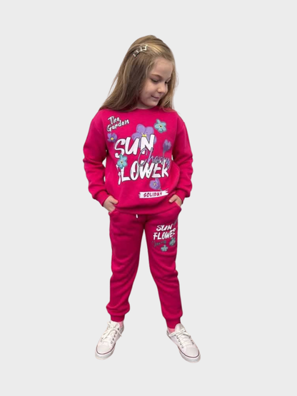 Girls' "Sunflower Garden" Sweatshirt & Joggers Set