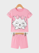 Adorable Pink Cat Graphic T-Shirt and Shorts Set for Kids