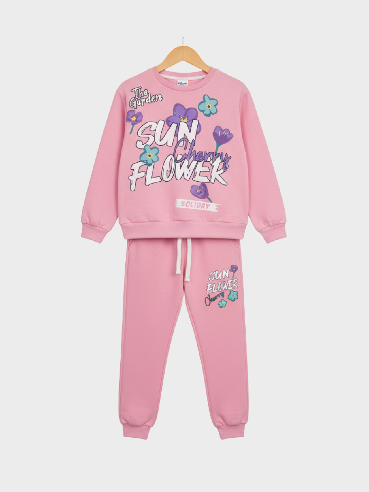 Girls' Hot Pink "Sunflower Garden" Sweatshirt & Joggers Set
