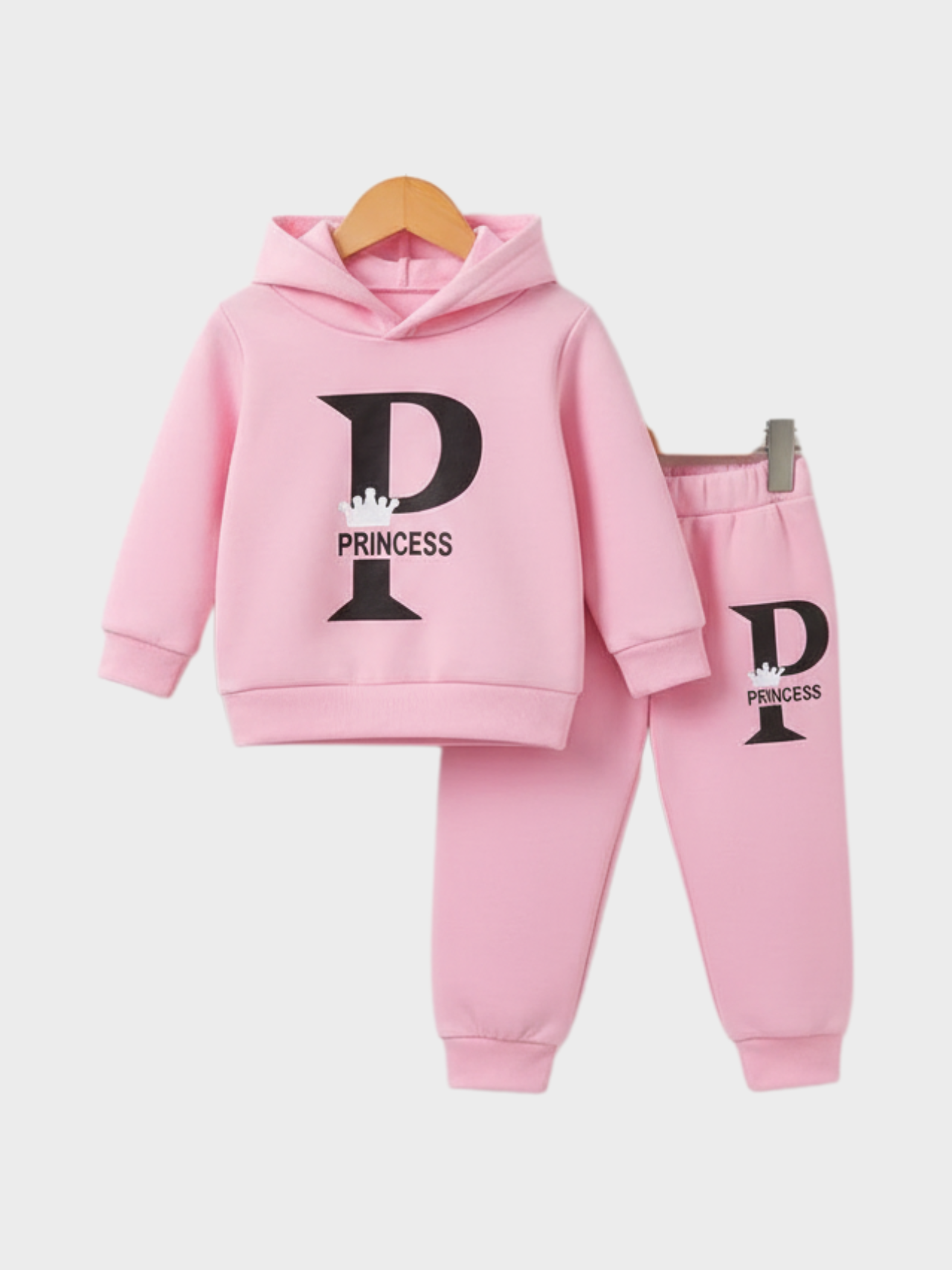 Kids' Pink 'P' Princess Hoodie & Jogger Set