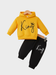 Kids Yellow 'King' Crown Graphic Hoodie and Black Jogger Set