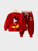 Kids Disney Mickey Mouse Graphic Sweatshirt and Jogger Set - Red Fleece
