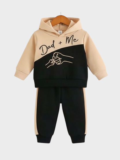 Baby Boy "Dad + Me" Set - Color-Block Fist Bump Hoodie & Joggers Outfit