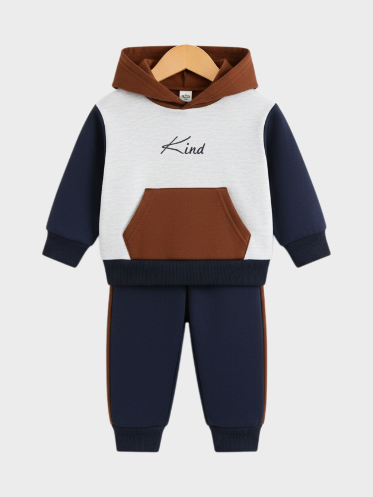Kids' Colorblock "Kind" Hoodie & Navy Jogger Set