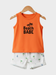 Fun Orange 'Beach Babe' Tank Top and Tropical Shorts Set for Kids