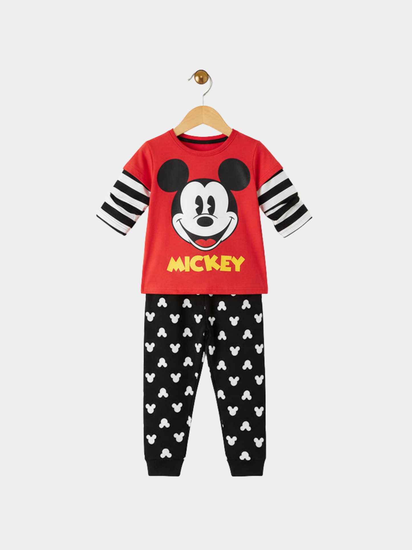 Classic Mickey Mouse Red Tee & Patterned Joggers Set