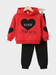 Cozy Red Fleece Hoodie and Jogger Set with Heart Graphic for Kids