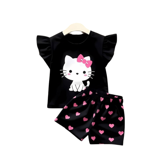 Baby & Kids 2pcs Printed Ruffle T-shirt Set (3mths - 7yrs) - Childrengoods
