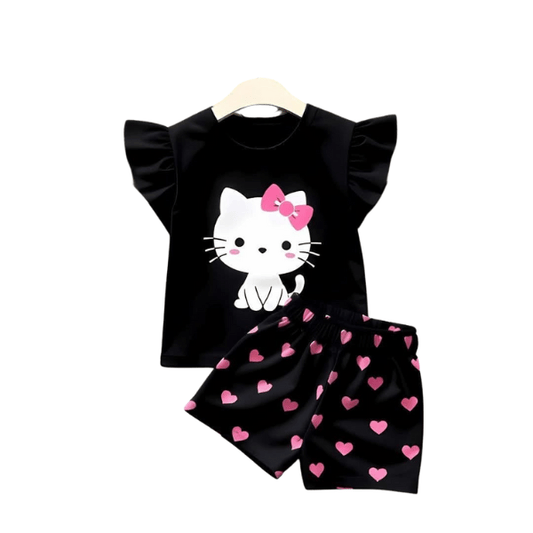 Baby & Kids 2pcs Printed Ruffle T-shirt Set (3mths - 7yrs) - Childrengoods
